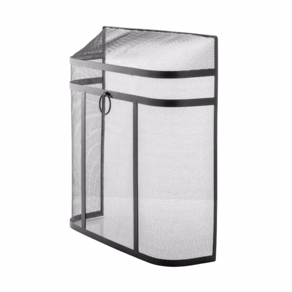 Leecroft Black Heavy Duty Fire Screen, Width: 60.96 cm – 2