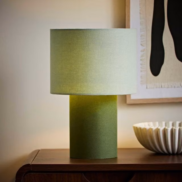 ValueLights Bobby Colour Clash Duo Fabric Table Lamp in Green