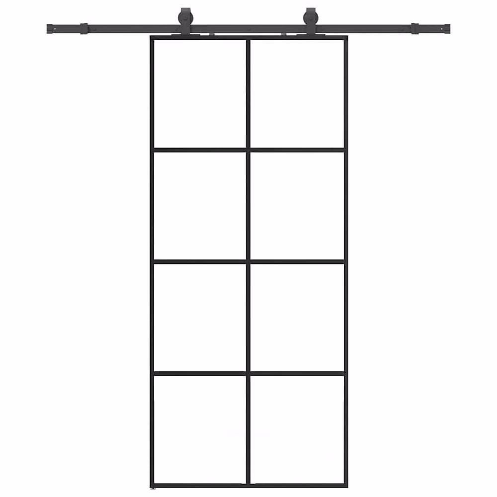 Berkfield Home Black Sliding Glass Door with Hardware Set, W: 90 cm, H: 205 cm – 2