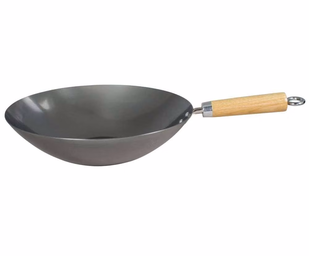 Dexam Heavy Gauge Uncoated Carbon Steel Wok, Diameter: 30 cm – 2