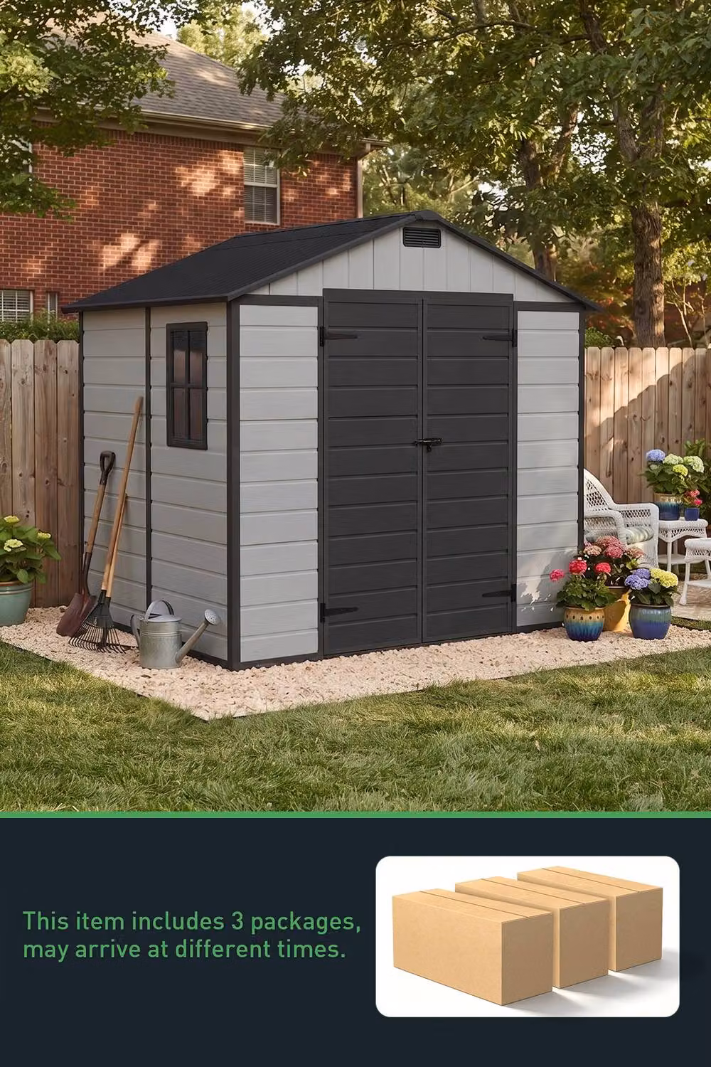 Living and Home Large Garden Storage Shed in Grey, 7x6 FT – 3