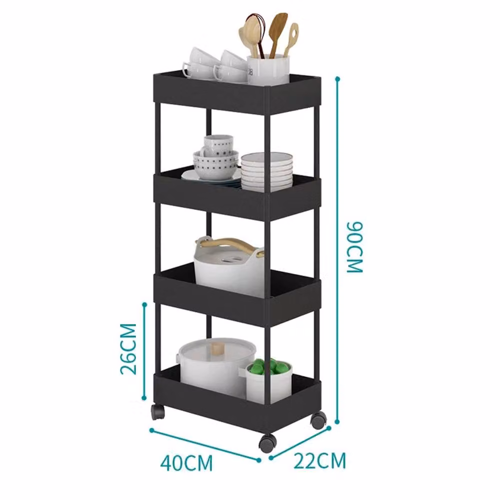 Garden Sanctuary 4 Tier Storage Shelf Trolley Cart in Black – 3