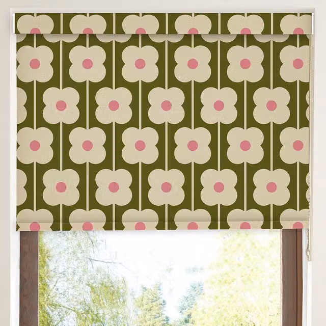 Orla Kiely Abacus Flower Made To Measure Thermal Blackout Roller Blind in Seagrass Green