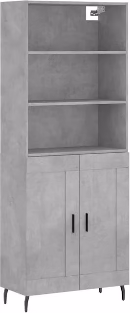 Berkfield Home Modern Highboard in Concrete Grey, W/D/H: 69.5 x 34 x 180 cm – 1