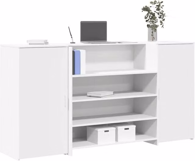 Berkfield Home White Reception Desk in Engineered Wood, W/D/H: 200 x 50 x 103.5 cm – 1