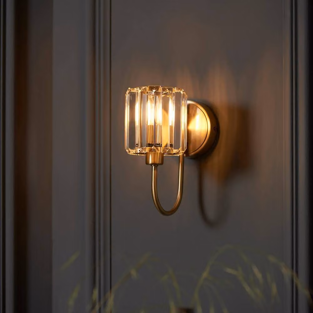 Netlighting Berenice Glass Shade Wall Lamp in Gold and Antique Brass – 2
