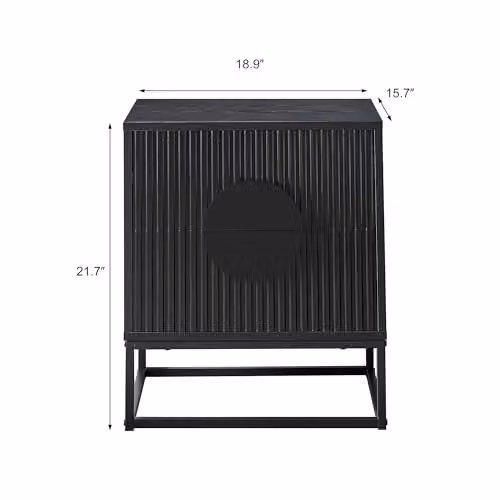 MMT Furniture Designs Ltd Set of 2 Black Fluted Bedside Tables – 3