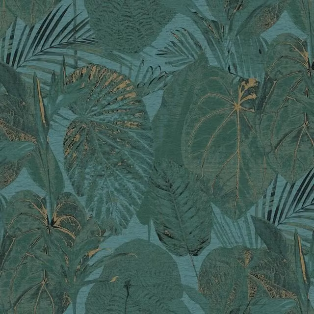 I Love Wallpaper Exotic Oasis Plain Wallpaper in Petrol Blue