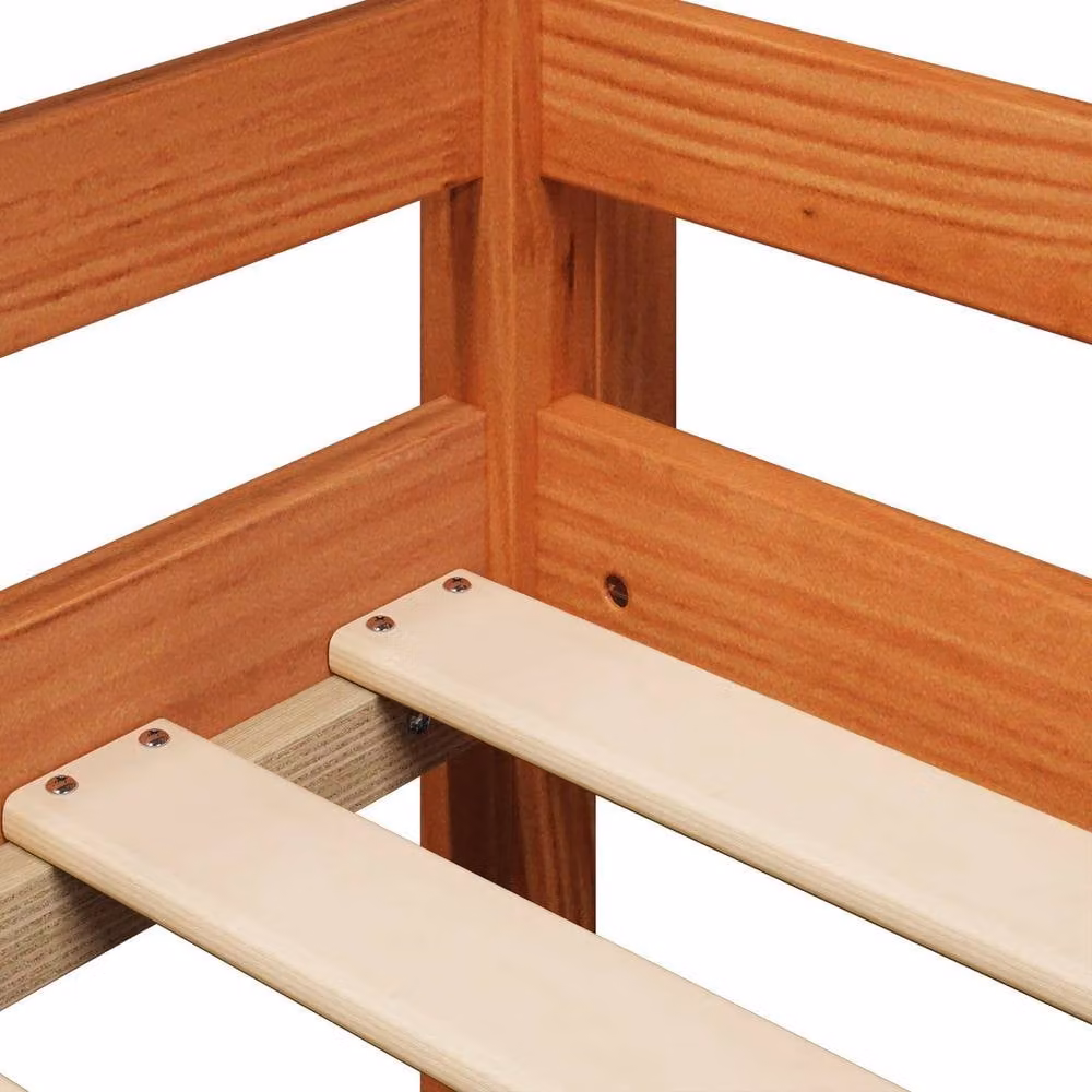 Berkfield Home Loft Bed Frame in Waxed Brown Solid Pine Wood, W/D/H: 90 x 190 cm – 4