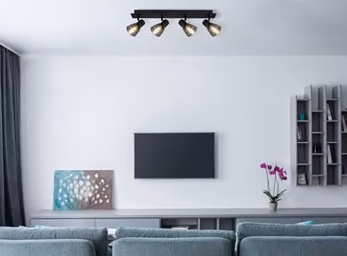 Globo Lighting Claude Ceiling Spotlight Bar in Black with Smoke Glass Shades, 4x E14, W: 50 cm – 2