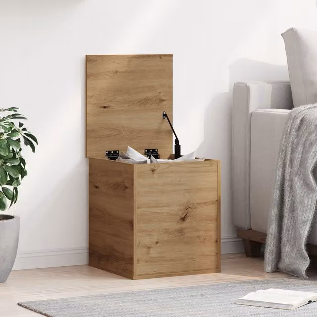 Berkfield Home Artisan Oak Storage Box in Brown, W/D/H: 40 x 42 x 46 cm – 1