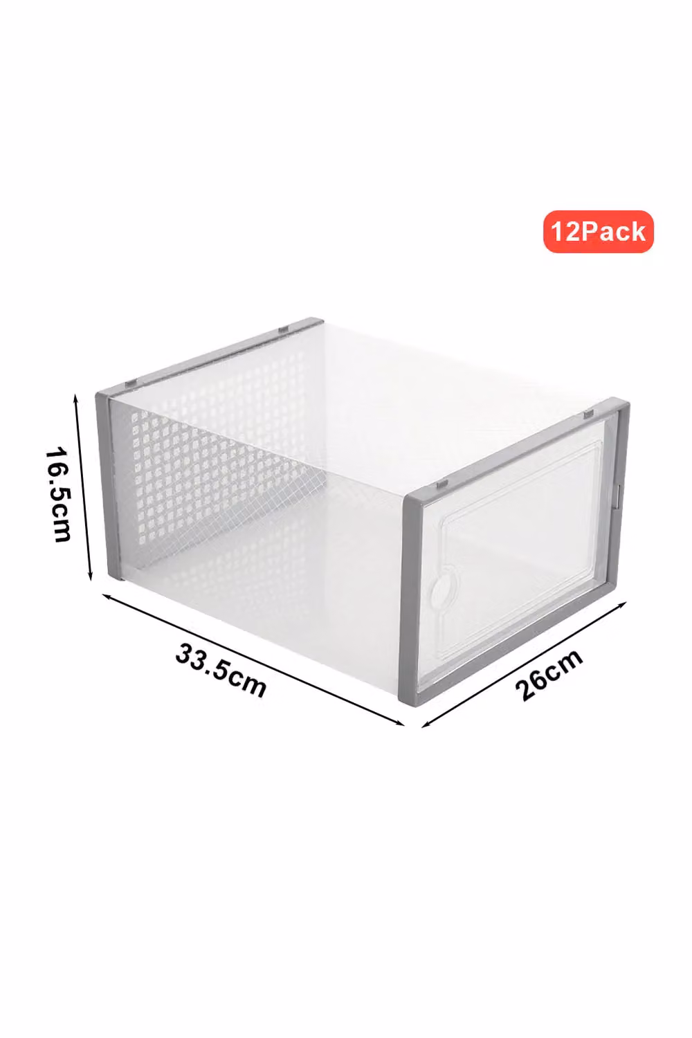 Living and Home 12 Piece Foldable Grey and Transparent Plastic Shoe Storage Boxes – 2