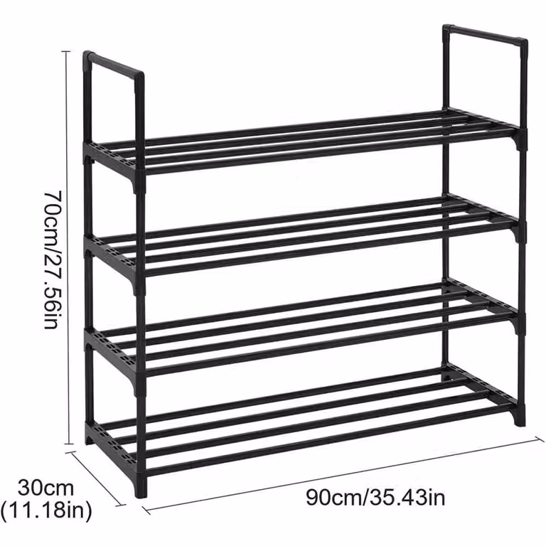 Nordara 4-Tier Metal Shoe Rack in Black
