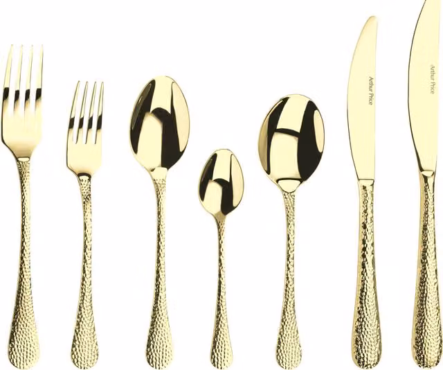 Arthur Price Champagne Avalon 44 Piece 6 Person Gold Coated Stainless Steel Cutlery Set