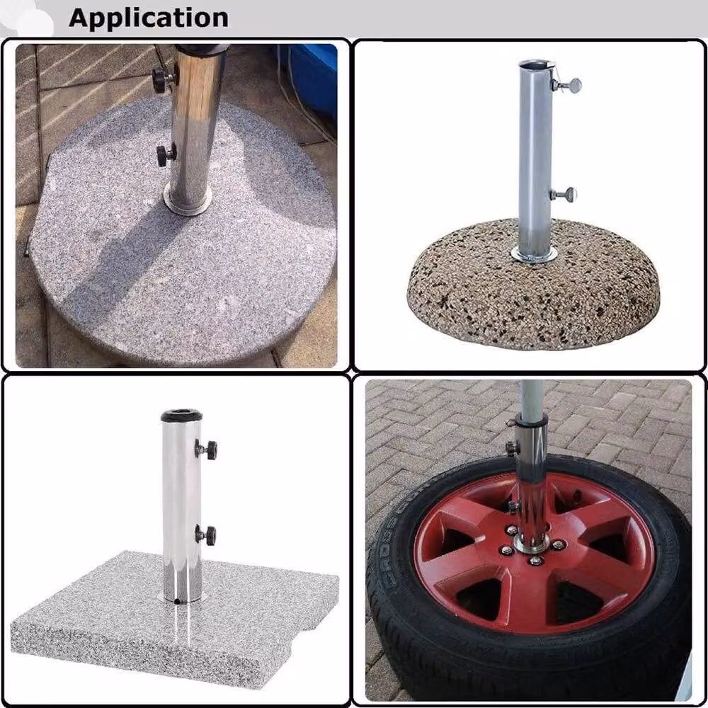 SPETLEK Silver Stainless Steel Parasol Umbrella Base Stand Tube Replacement, W: 100 cm, D: 60 cm – 4