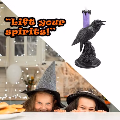 VFM e-Store Flameless Halloween Crow Candle in Orange and Purple, H 20.3 cm x W 20.3 cm x D 10.0 cm – 6