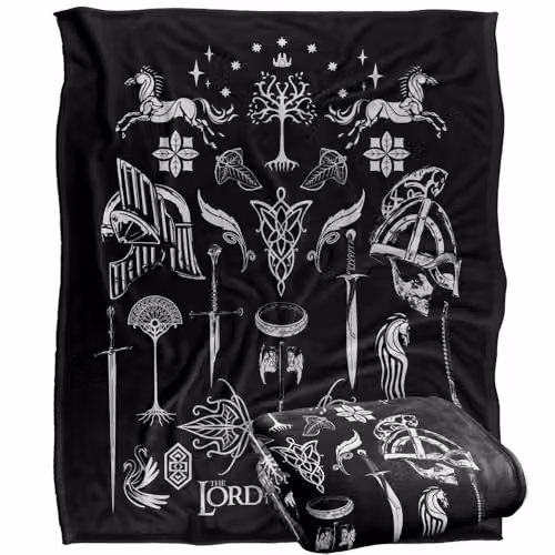 Warner Bros. Lord of the Rings Icons Silky Touch Super Soft Fleece Throw Blanket, Multicolour, W: 127 cm x L: 152.4 cm