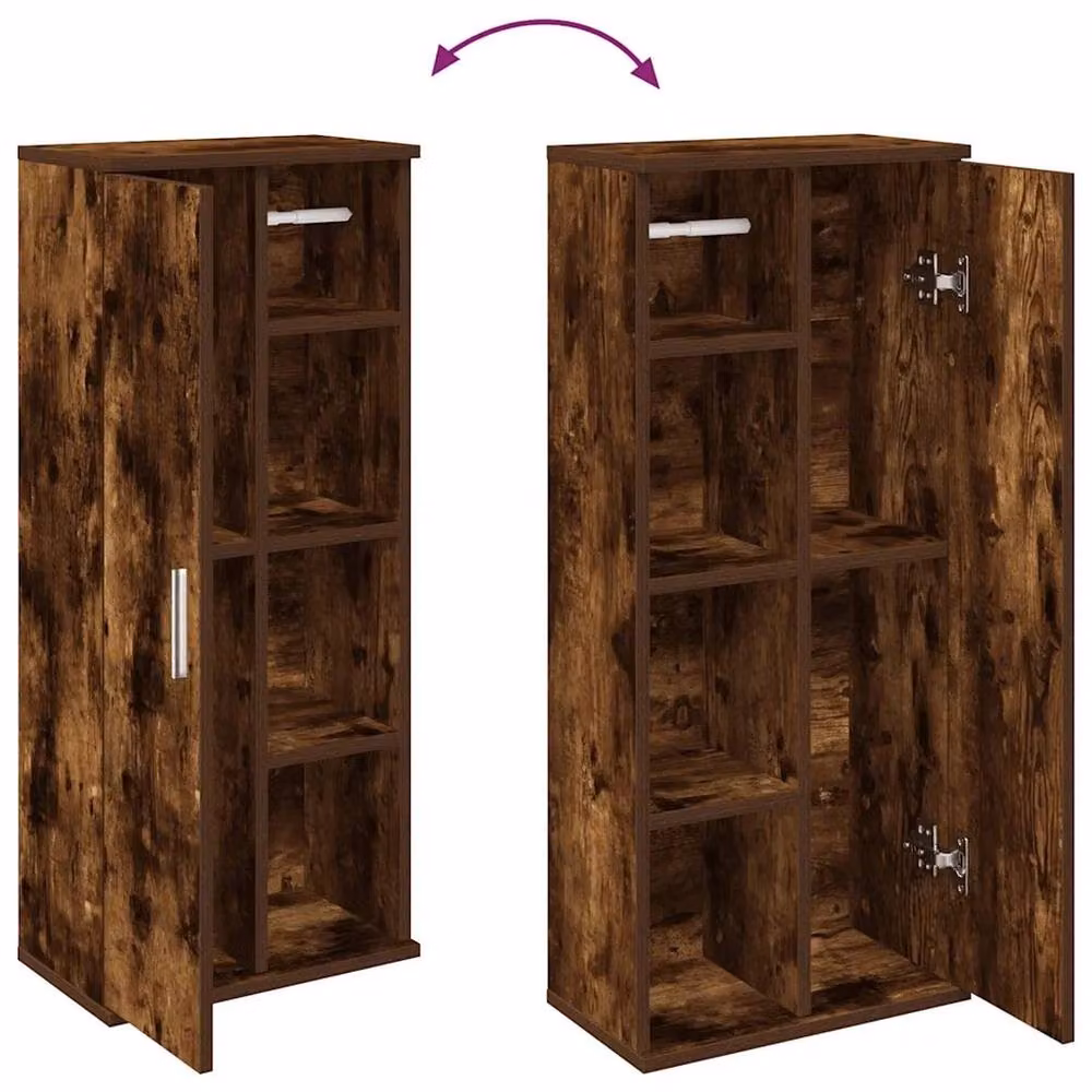 EONLION Freestanding Brown Bathroom Cabinet with Roll Holder and Internal Shelves – 4