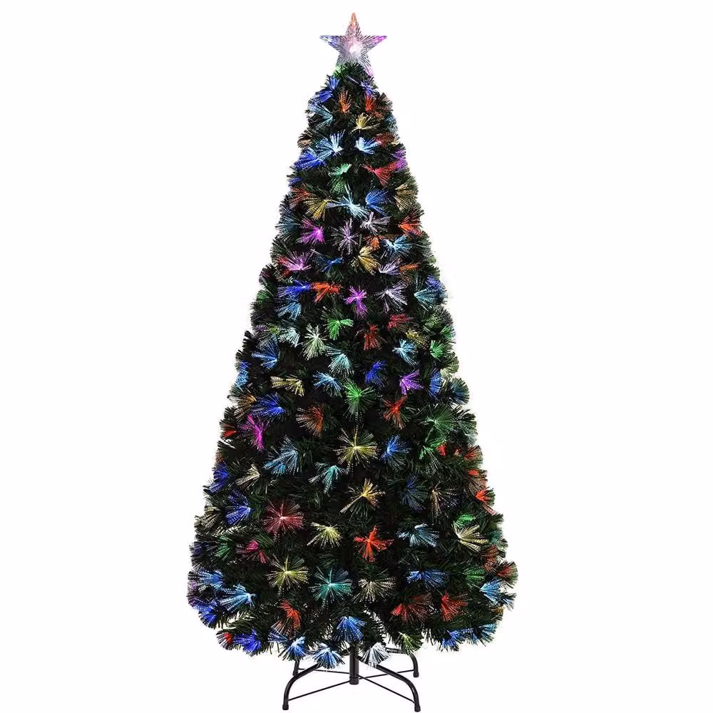 Shatchi Green Flowers Fibre Optic LED Pre-Lit Christmas Tree – 4