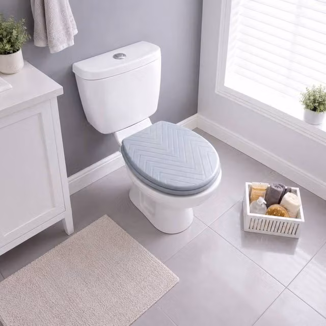 Spot On Dealz Grey Embossed Sakandi Chevron Wooden Oval Toilet Seat – 1