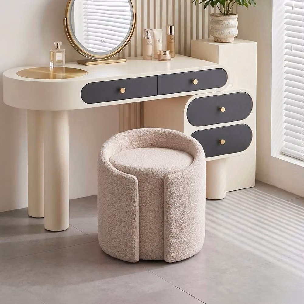 PAWNORA Modern Upholstered Dressing Table Chair in Beige Oatmeal – 3