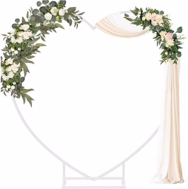 NESTLUNE Heavy Duty Heart Shape Wedding Balloon Arch Stand, White, W: 100 cm, D: 15 cm – 1