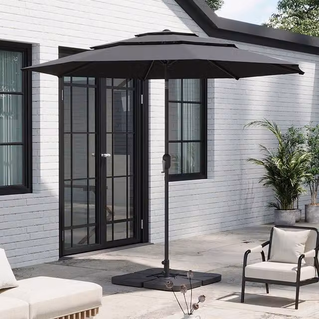 Breeins 3 Tier Cantilever Parasol with Fillable Base in Dark Grey and Black