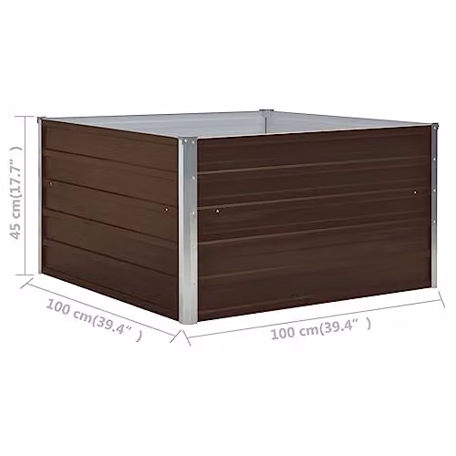 vidaXL Raised Garden Bed in Brown Galvanised Steel, W/D/H: 100 x 100 x 45 cm – 2