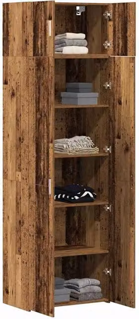 Berkfield Home Old Wood Storage Cabinet in Brown, W/D/H: 70 x 42.5 x 225 cm