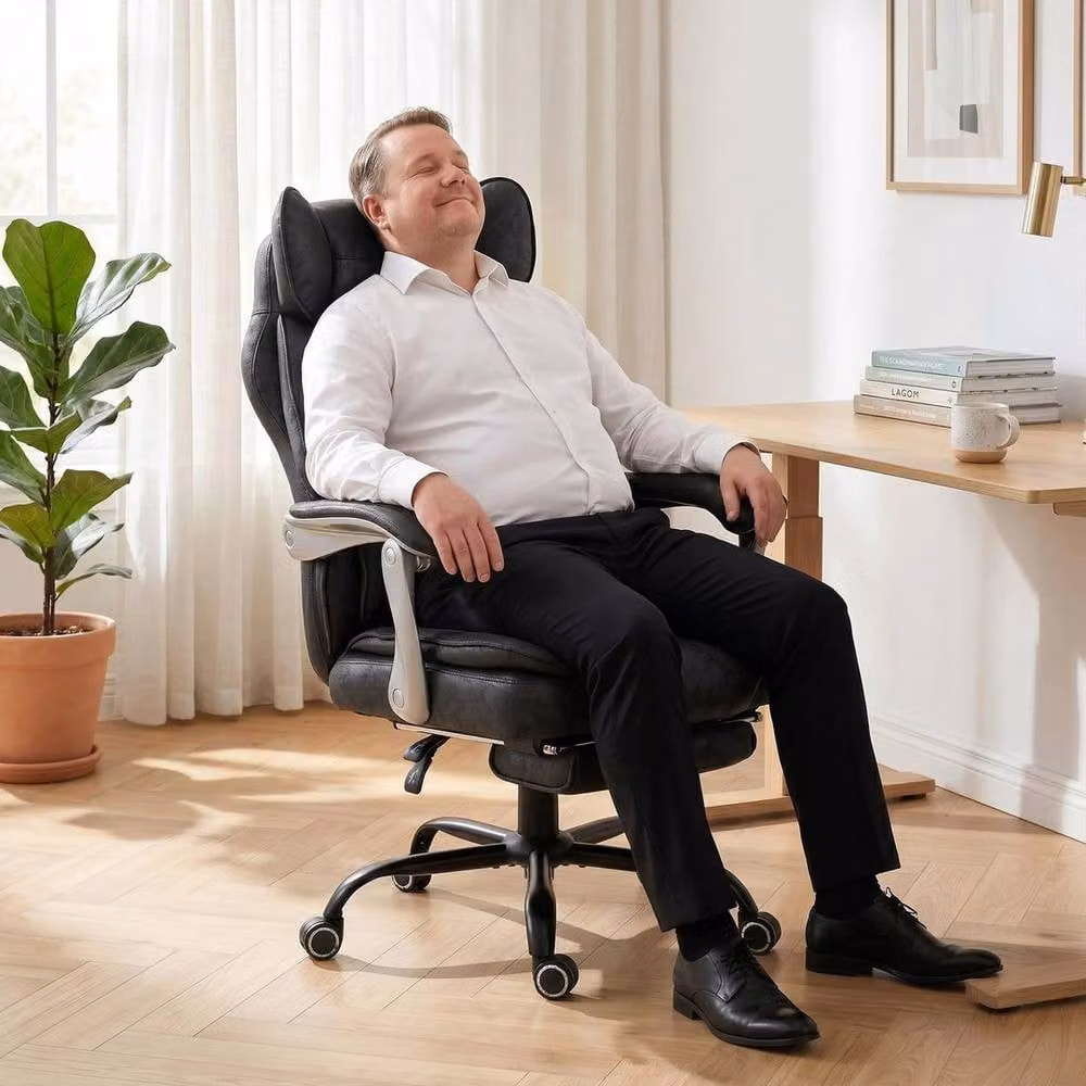 FORGEVIO Black Executive Office Chair with Headrest and Armrests – 6