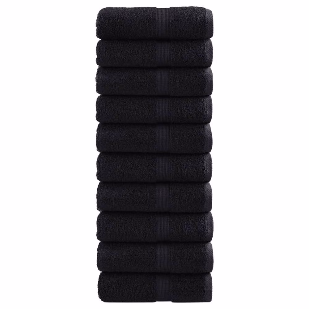 Berkfield Home SOLUND Premium Cotton Soap Towels, Black, 10 Pack, W: 30 cm x H: 30 cm, 600 gsm – 2