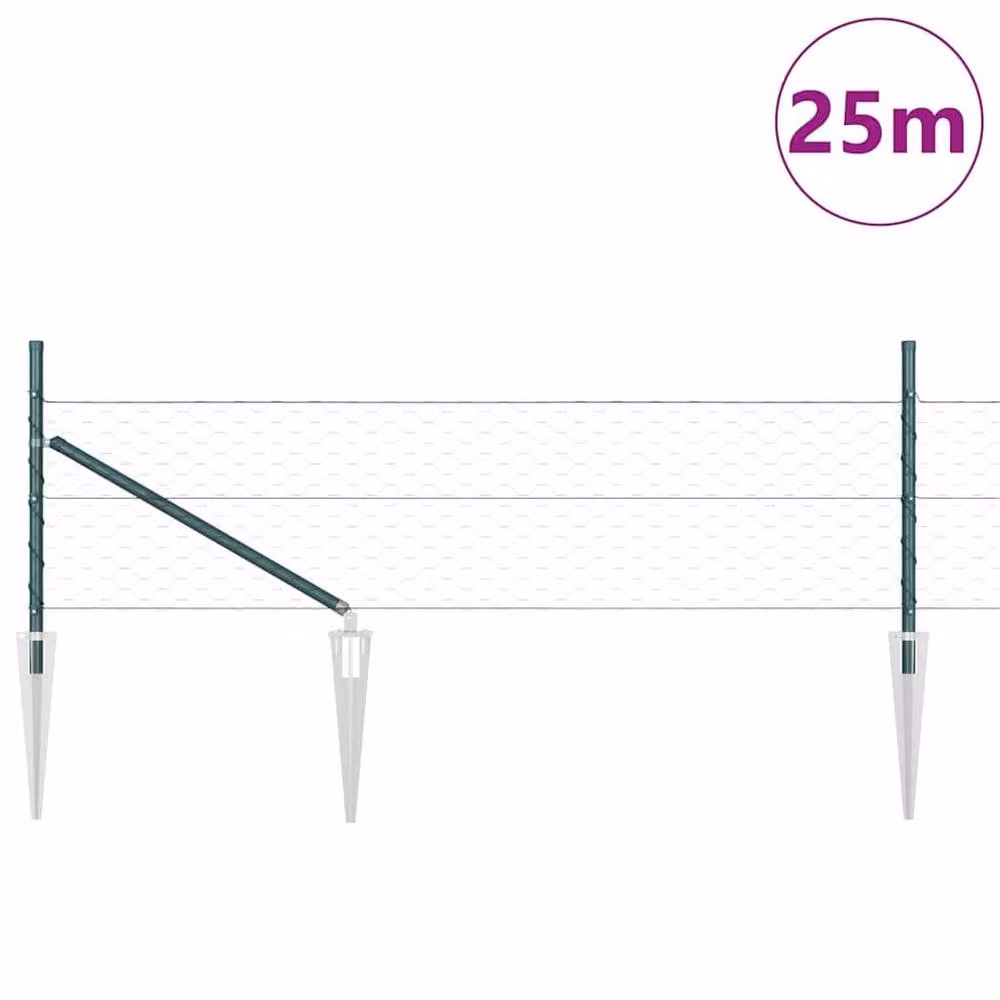 Berkfield Home Green Steel Hexagon Fence, 0.4 x 25 m – 2