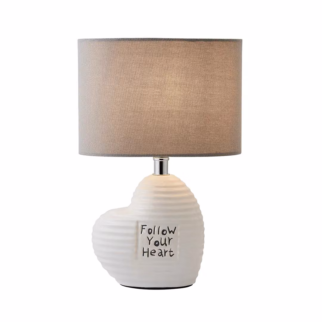 Pagazzi Willow Ceramic Table Lamp with Grey Fabric Shade and White Base – 2