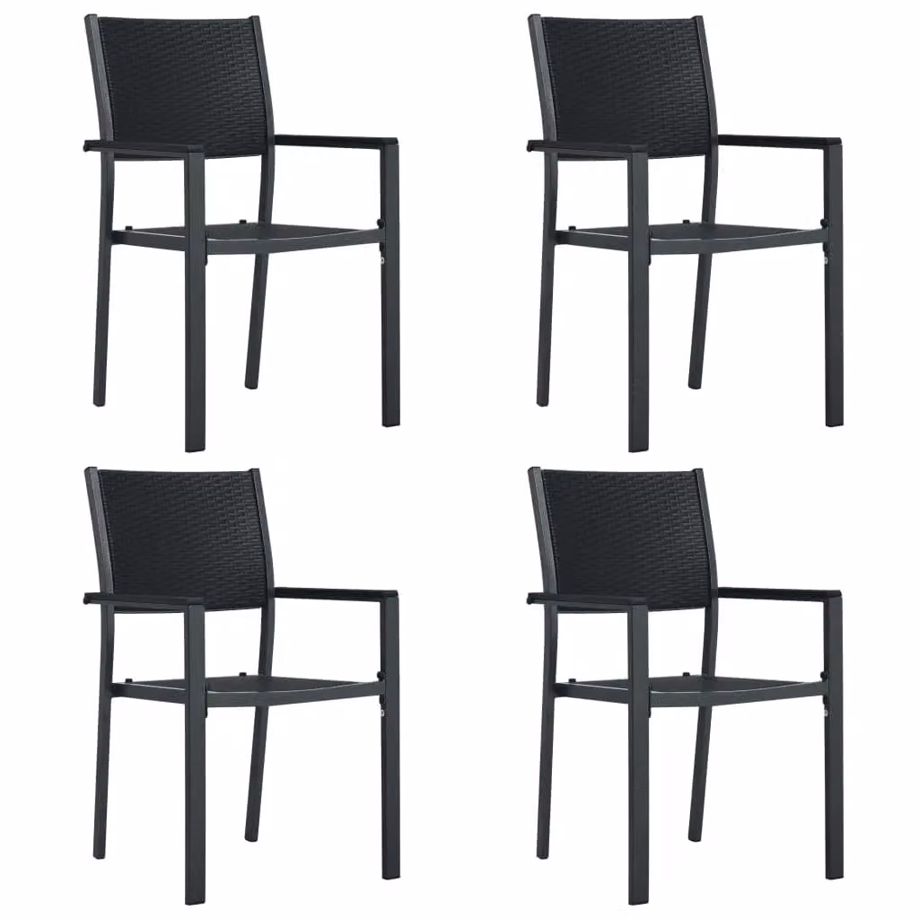 Berkfield Home 5 Piece Modern Garden Dining Set in Black Matt Powder Coated Steel with Glass Top – 3