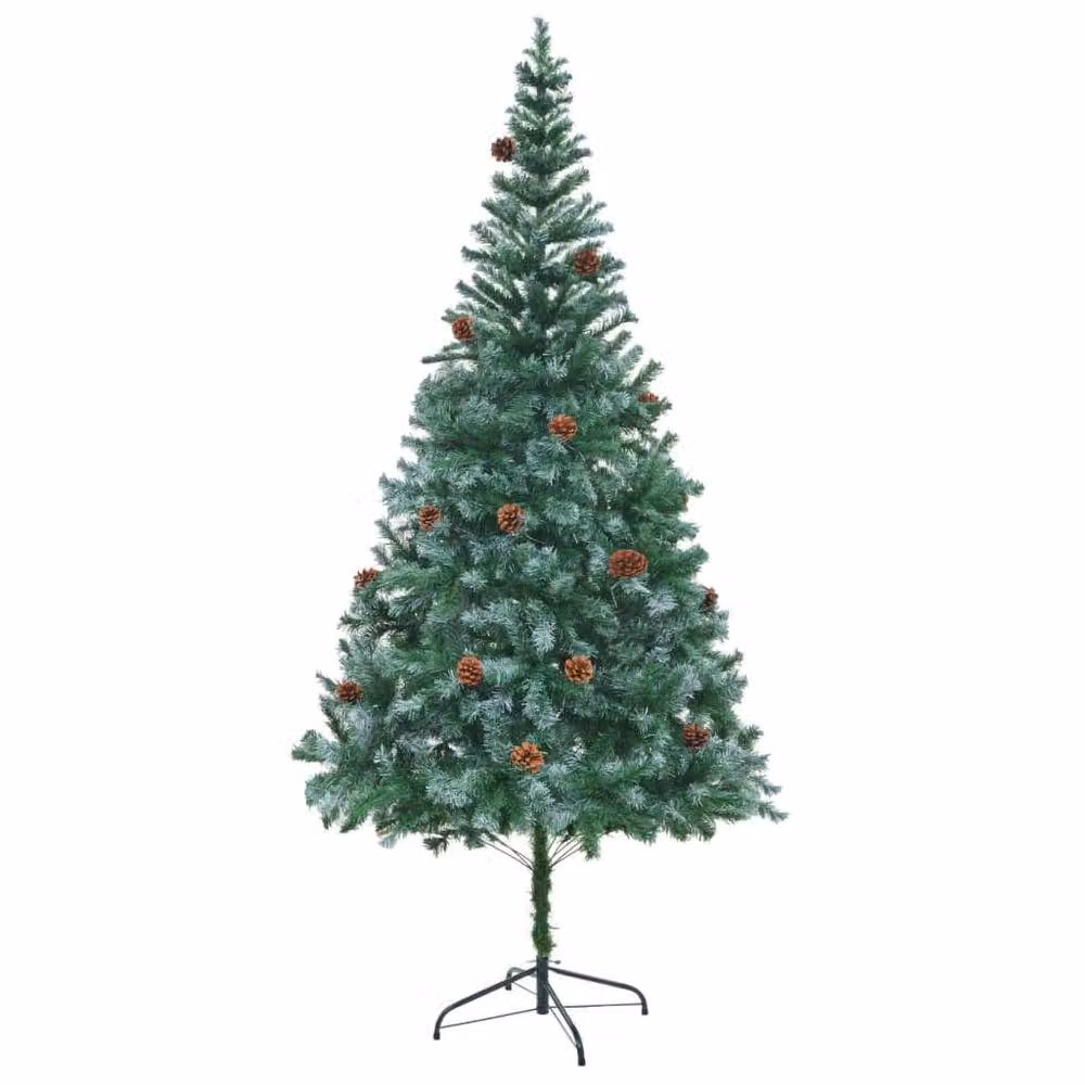 Berkfield Home Artificial Christmas Tree with Pinecones, Green and White, Height: 210 cm – 2