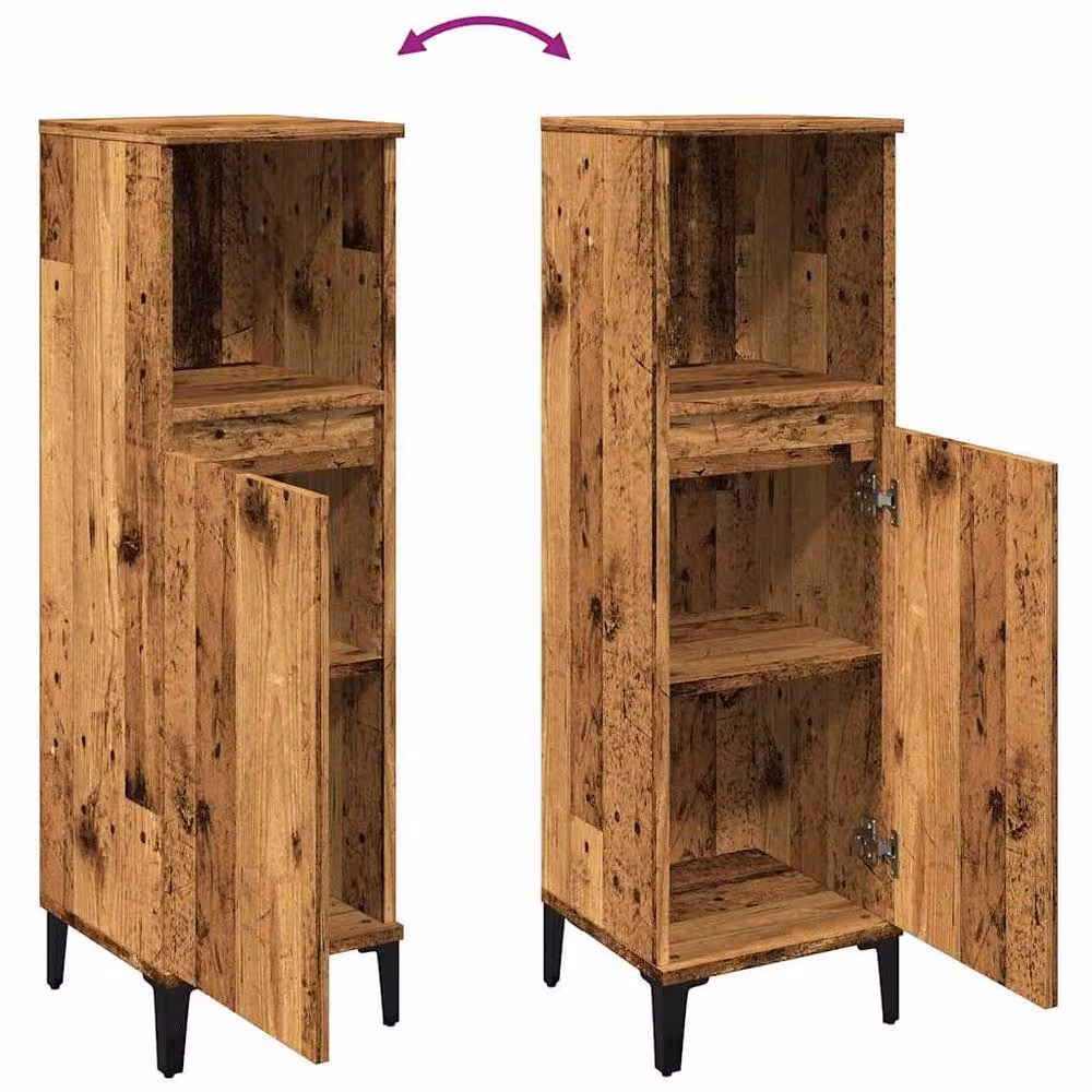 Berkfield Home Durable Rustic Bathroom Cabinet in Brown, W/D/H: 30 x 30 x 100 cm – 3