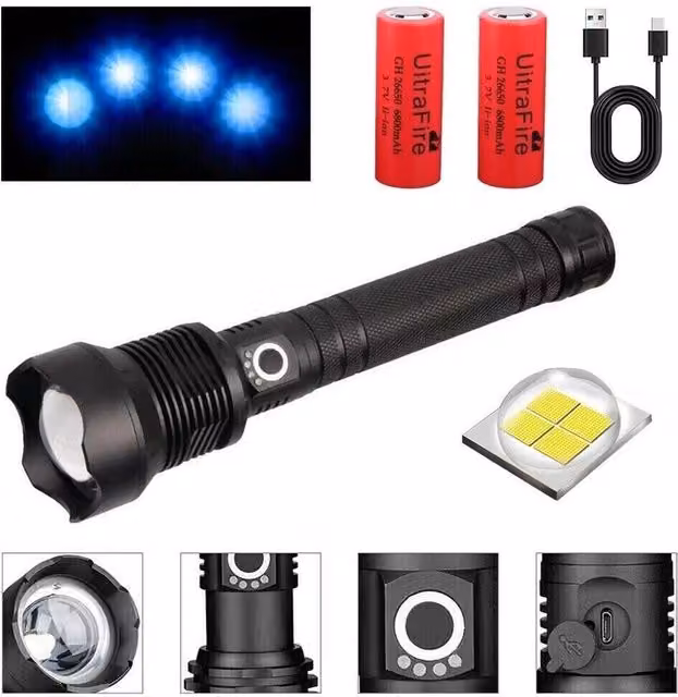 SPETLEK Super Bright LED Zoom Flashlight in Black – 1