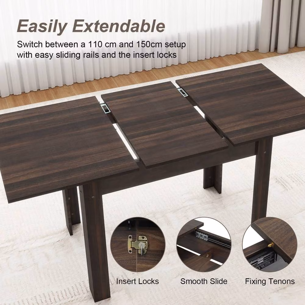 VOGREX Modern Brown Wooden Extendable Rectangular Dining Table for 8 Adults – 4