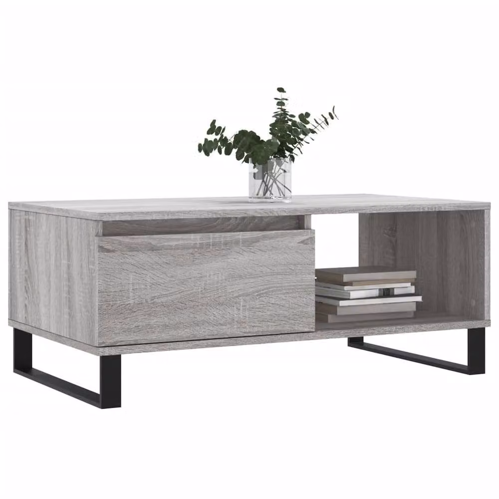 Berkfield Home Modern Rectangular Coffee Table in Grey Sonoma, W/D/H: 90 x 50 x 36.5 cm – 3