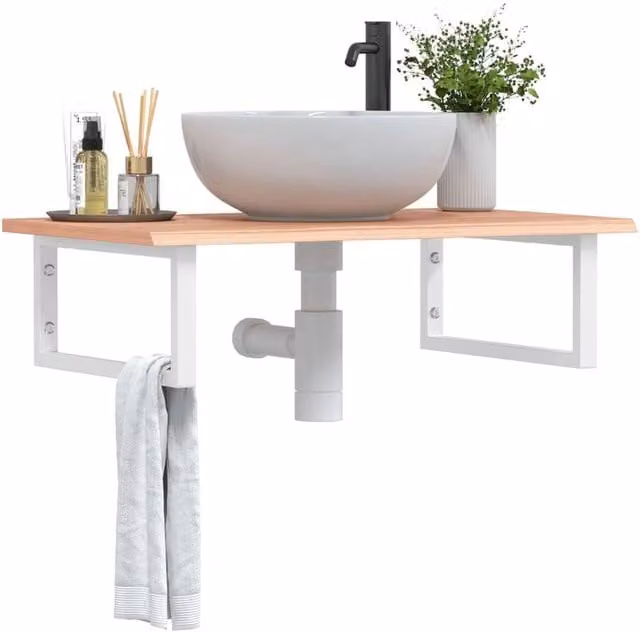 Berkfield Home Wall Mounted Basin Shelf in Brown Oak and Steel