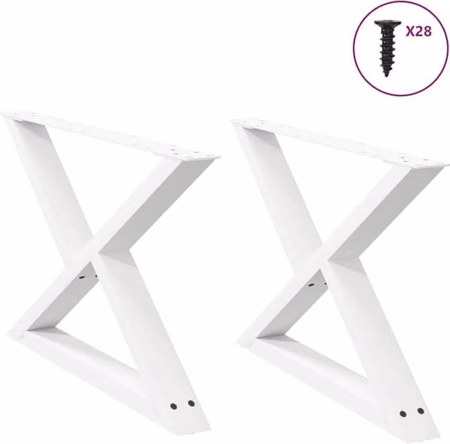 Berkfield Home Steel Coffee Table Legs, 2 Pieces, White, H: 70 cm, W: 42-43.3 cm