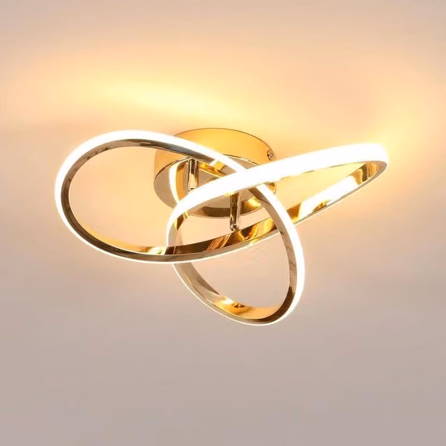 COMELY Modern LED Square Ceiling Light, 30W, Warm White, Gold/Brass