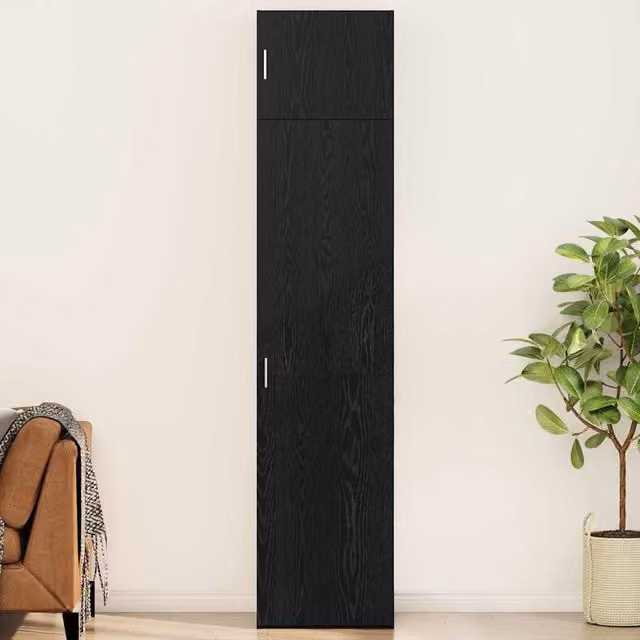 Berkfield Home Modern Black Oak Storage Cabinet with Internal Shelves and Hinged Doors – 1