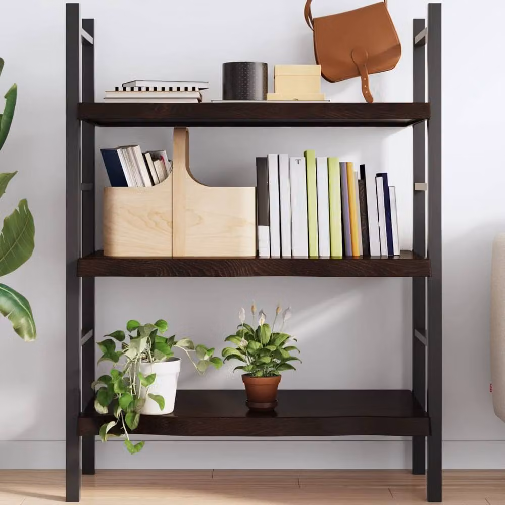 Berkfield Home Beautiful Wall Shelf in Dark Grey Treated Solid Oak, W: 80 cm, H: 60 cm, D: 60 cm – 1