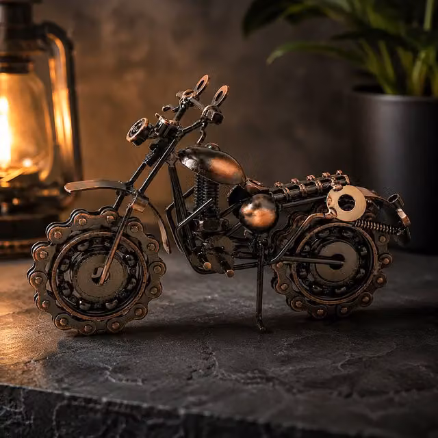 Marco Paul Vintage Scrambler Motorbike Copper Metal Tabletop Sculpture