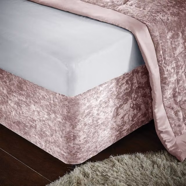 Catherine Lansfield Crushed Velvet King Divan Base Wrap in Pink – 1