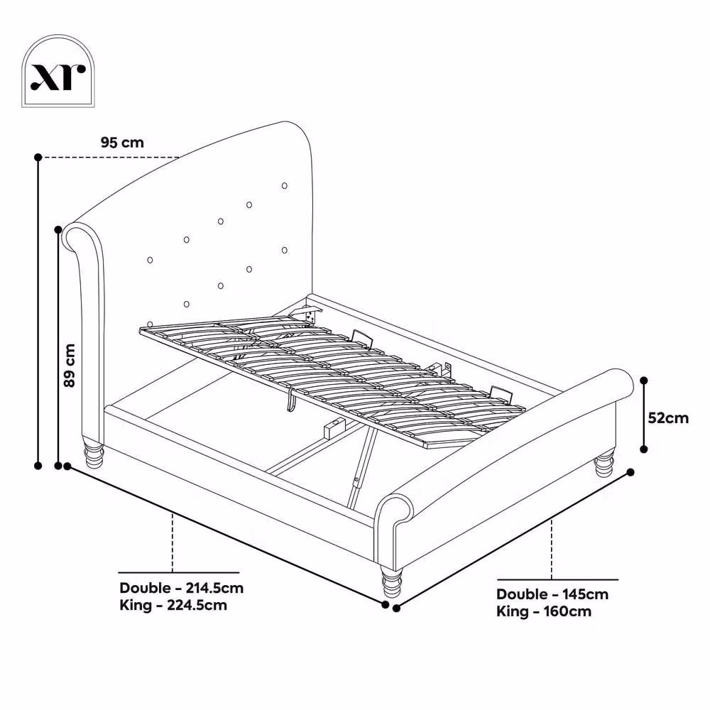 X Rocker Camille Upholstered Shadow Ottoman King Sleigh Bed in Grey – 4