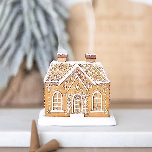 KDMD Christmas Gingerbread House Incense Cone Burner in Brown and Grey – 2
