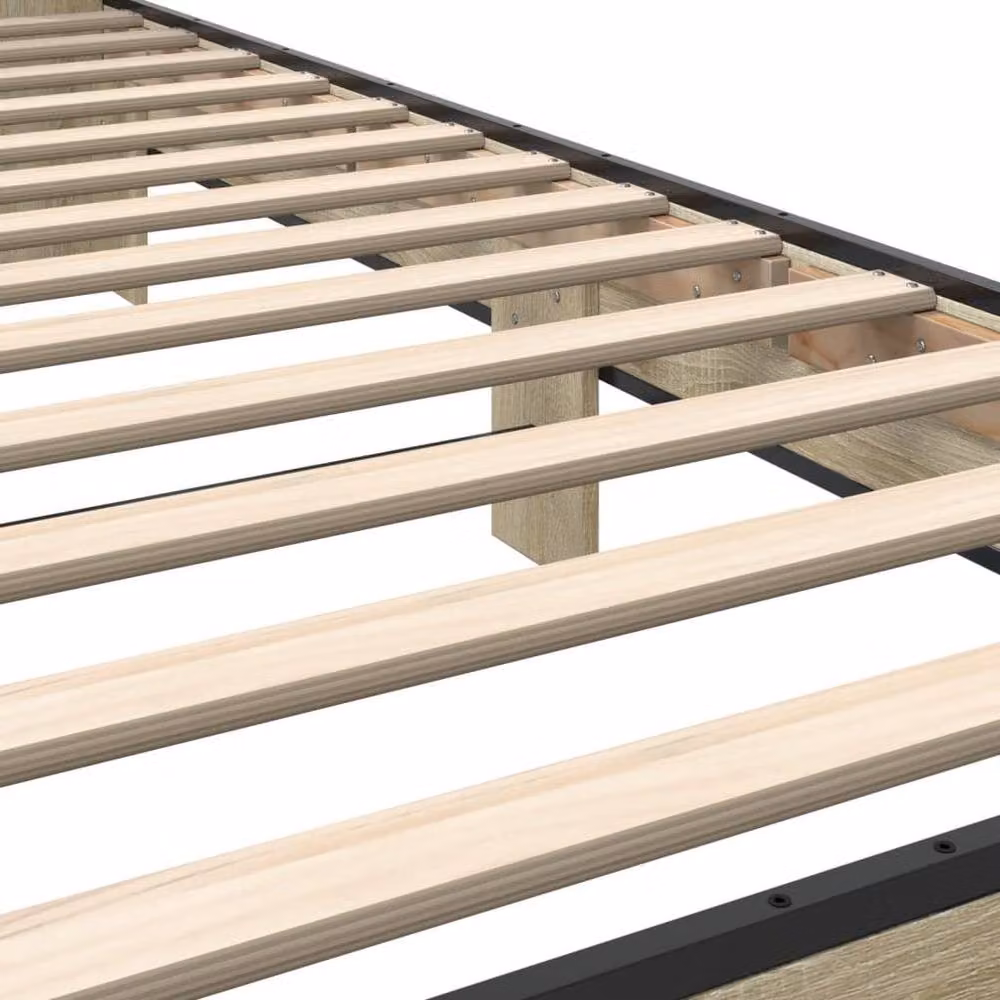 Berkfield Home Sonoma Oak Small Single Bed Frame in Light Oak, W/D/H: 75 x 190 x 33 cm – 4