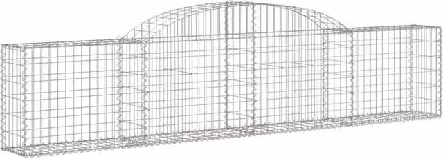 Berkfield Home Decorative Arched Gabion Baskets, 6 Piece Set, Silver Galvanised Steel, W: 300 cm, D: 30 cm, H: 60-80 cm